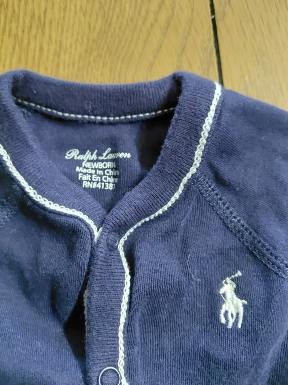Newborn Ralph Lauren Navy Footsies Pajamas